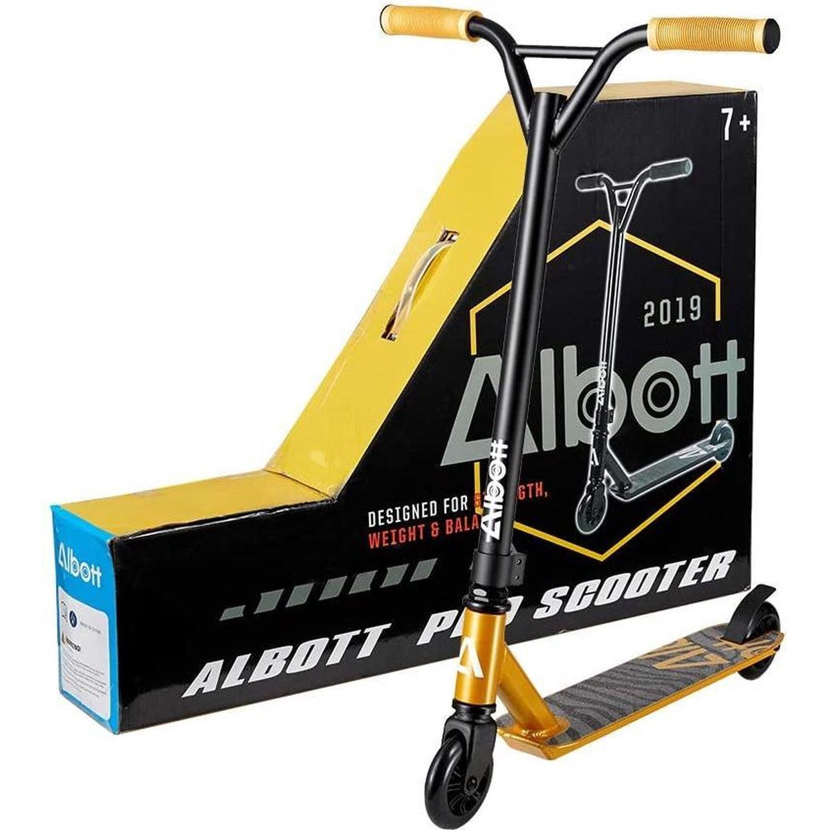 Albott - Pro Stunt Step - Goud - Aluminium - 100mm Wielen - ABEC 9 Lagers - Scooter - Freestyle Street - 8+ leeftijd
