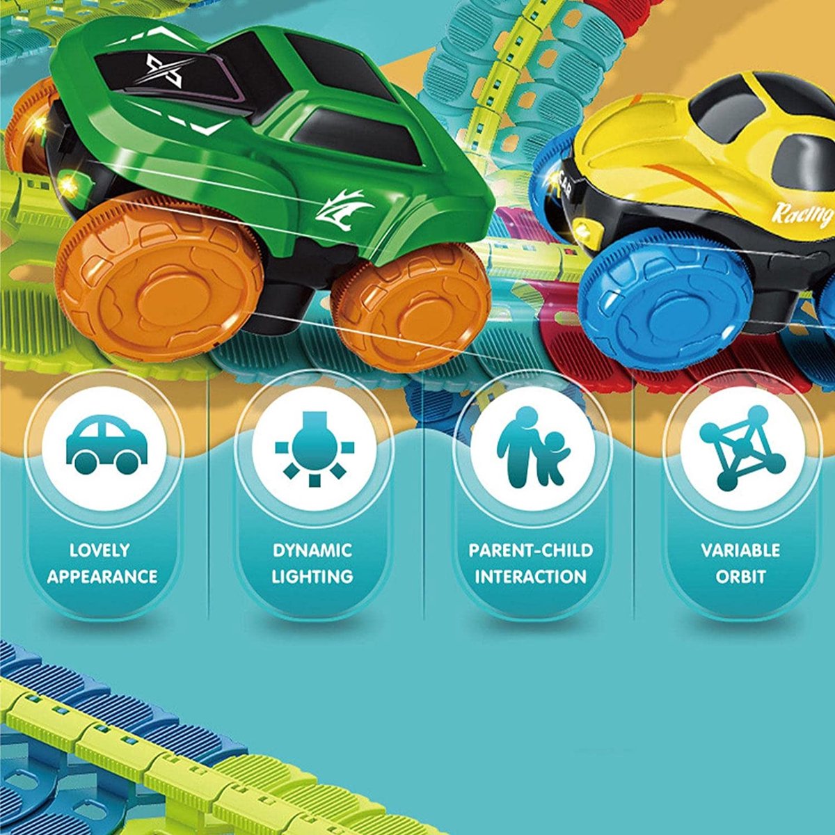Nixnix - Speelgoed Auto - Racebaan - Met accu - Speelgoed - Loopings - Anti zwaartekracht