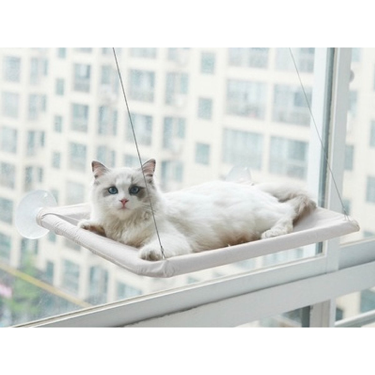 Nixnix - Kattenhangmat - Grijs - Hangmat kat - Katten mand Raam - Kattenbed - Kattenkussen - Ligmat voor het venster - tot 17,5kg - 55 x 35x 2,5 cm - Zomer