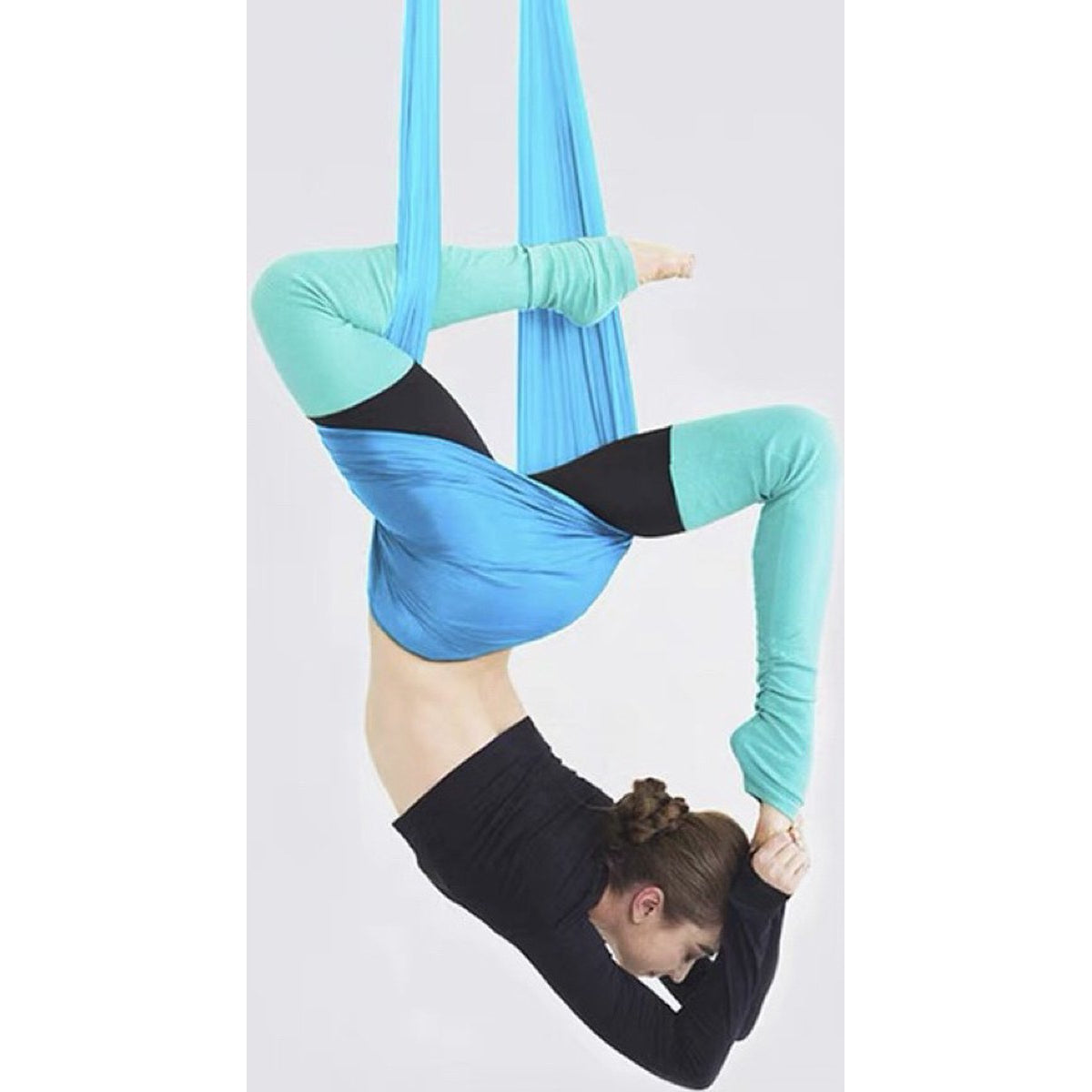 Nixnix - Yoga hangmat - Blauw - Aerial Yoga swing - Compleet systeem met 3 sets handgrepen - tot 300kg