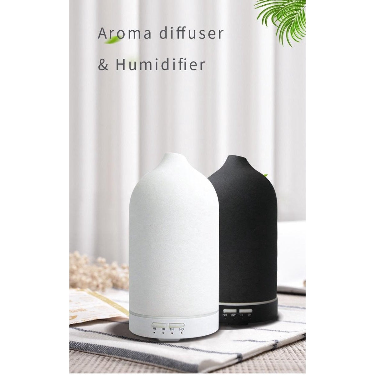 Nixnix - Aroma diffuser Keramiek - Zwart - Breathing light - Luchtbevochtiger - Aromatherapie - Humidifier - 100ml