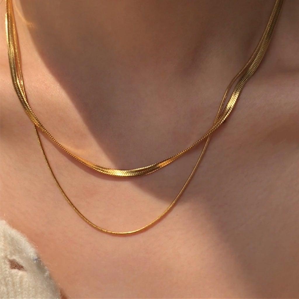 Franco double chain ketting goud gekleurd