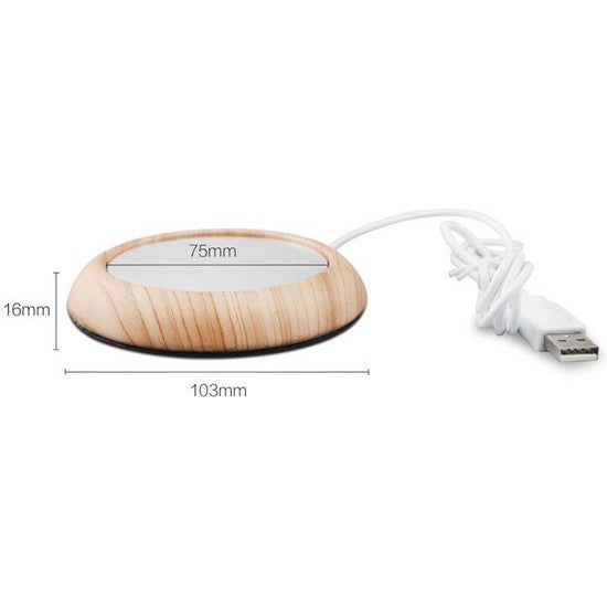 Warm houdt onderzetter Licht Hout - Cup Warmer met USB Aansluiting