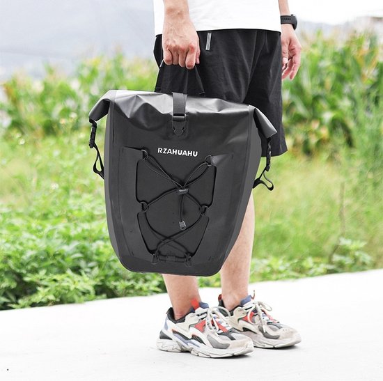 Rzahuahu - Bicycle Bag - Black - Single Bike Bag - 25 Liter - Shoulder Bag - Luggage - Cycling Holiday - Water Repellent