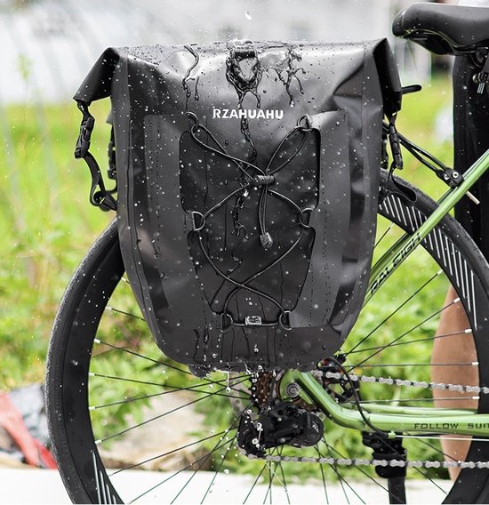 Rzahuahu - Bicycle Bag - Black - Single Bike Bag - 25 Liter - Shoulder Bag - Luggage - Cycling Holiday - Water Repellent