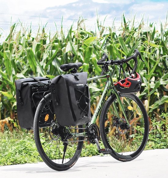 Rzahuahu - Bicycle Bag - Black - Single Bike Bag - 25 Liter - Shoulder Bag - Luggage - Cycling Holiday - Water Repellent