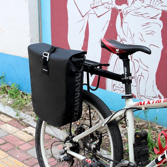 Rzahuahu - Bicycle Bag - Black - Single Bike Bag - 20 Liter - Shoulder Bag - Luggage - Cycling Holiday - Water Repellent