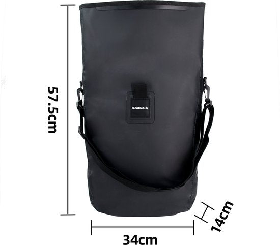 Rzahuahu - Bicycle Bag - Black - Single Bike Bag - 20 Liter - Shoulder Bag - Luggage - Cycling Holiday - Water Repellent