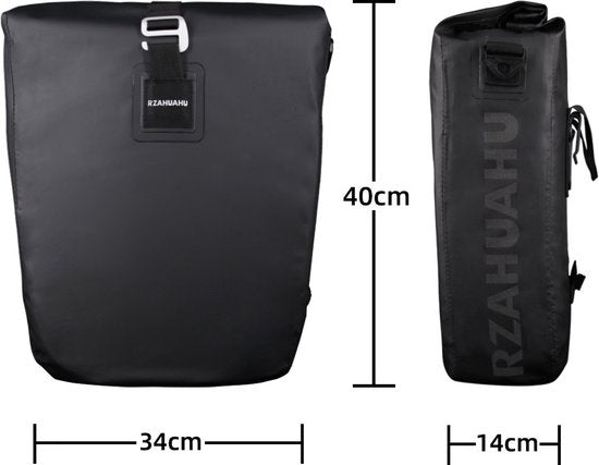 Rzahuahu - Bicycle Bag - Black - Single Bike Bag - 20 Liter - Shoulder Bag - Luggage - Cycling Holiday - Water Repellent