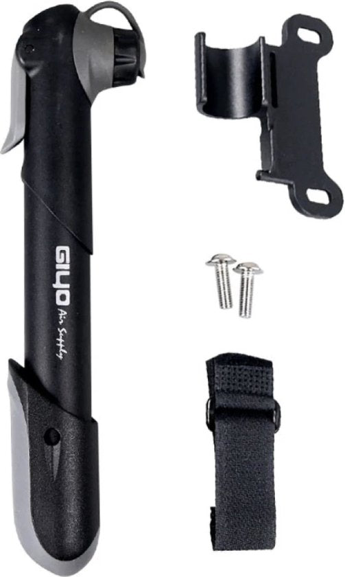 Giyo Mini fietspomp Zwart - MTB - Racefiets - Mountainbike - Nederlands Frans Autoventiel