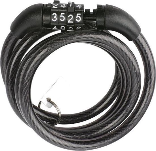 Bicycle lock Black 1.2m x 0.8cm - Cable lock - Combination lock