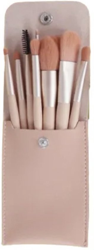 Make-up kwastenset met roze tas - 8 stuks - Professionele kwaliteit - Make-up kwast - Oogschaduw - Foundation kwast - Poeder kwast - Cosmetica - Kwastenset - Make-up tasje