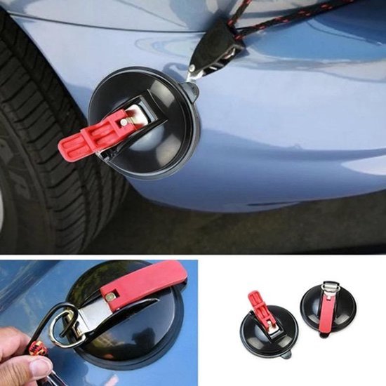 2x Suction Cup van Kofferbak klep, Luifel, Voortent - Zwart - Met 2 Haken - Auto - Spanband - Kofferbakklep - Bagage spanner - Bus - Caravan - Camper