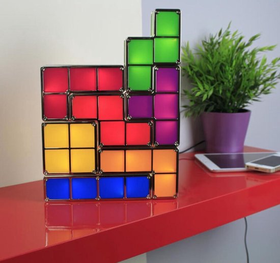 3D retro puzzellamp - Puzzellamp in 7 verschillende kleuren - Stapelbare LED bureaulamp - Nachtlamp - Mancave