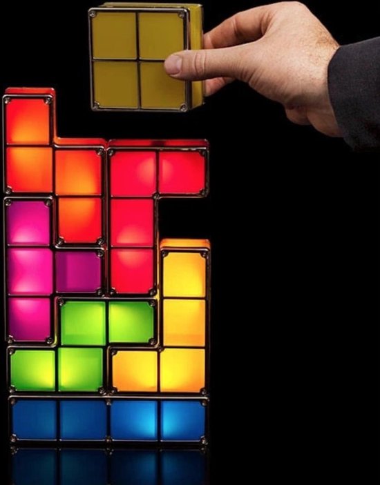 3D retro puzzellamp - Puzzellamp in 7 verschillende kleuren - Stapelbare LED bureaulamp - Nachtlamp - Mancave