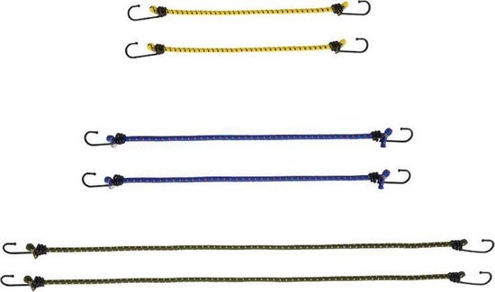 6 x Spanrubber Met Haak - Rubber - Spanrubbers voor Tent/ Tentelastieken/ Spanrubbers - Spanelastiek