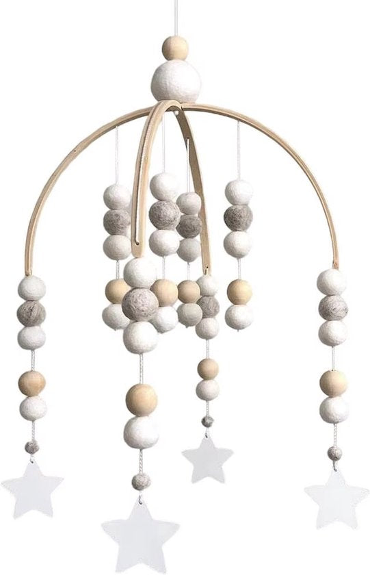 Babybed mobiel Sterren - Windgong - Box - Kinderbed - Hout - Nordic -