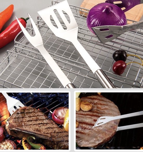 BBQ gereedschap set XXL - 28-delig - RVS - Barbecue Bestek - Spatel - Spies - Gereedschap - Keukengerei - Tools - Inclusief opbergtas