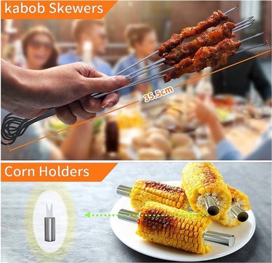 BBQ gereedschap set XXL - 28-delig - RVS - Barbecue Bestek - Spatel - Spies - Gereedschap - Keukengerei - Tools - Inclusief opbergtas
