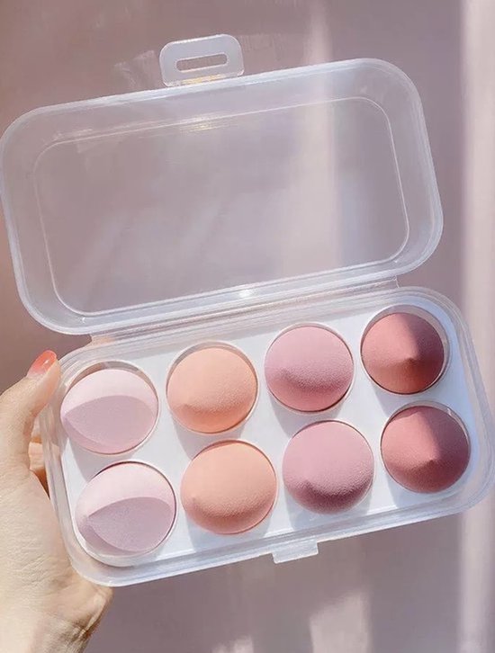 Beauty Blender Roze - Make-up spons - 8 Blenders Voordeel - Make-up blender 8 stuks - Foundation Blender - Make-up accessoires