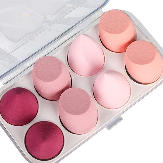 Beauty Blender Roze - Make-up spons - 8 Blenders Voordeel - Make-up blender 8 stuks - Foundation Blender - Make-up accessoires