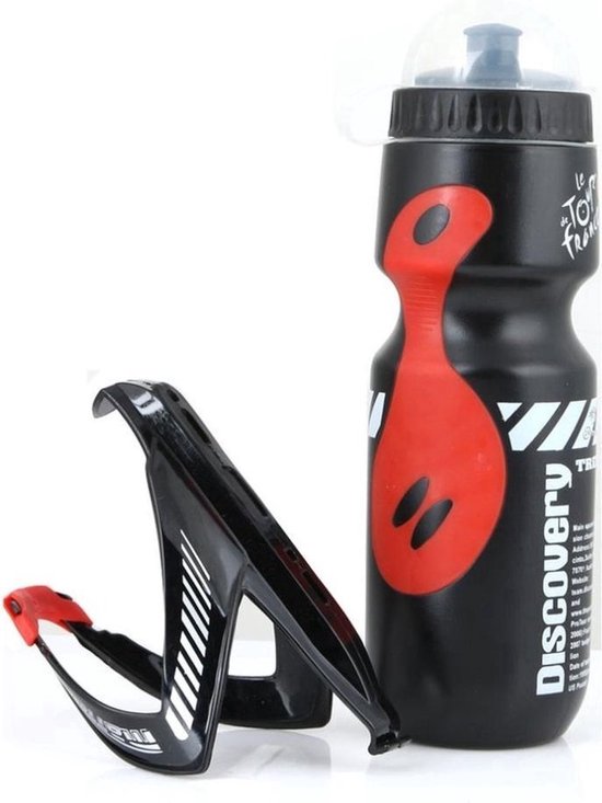 Fles met fleshouder (2x) 650ml Zwart - Mountainbike - Racefiets - Drinkfles