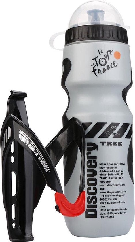 Bidon met bidonhouder 650ml Grijs - Mountainbike - Racefiets - Drinkfles