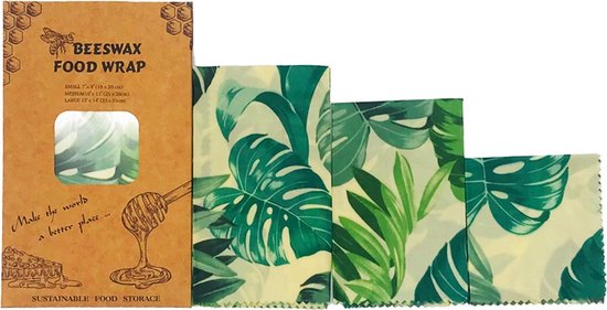 Bijenwas wraps - Bijenwas voedsel wrap - Bijenwas - Bijenwas doek - Zero Waste - 3 stuks; klein, middel, groot - Herbruikbaar - Duurzaam Cadeau - Boterhamzakje - Bijenwas Doek