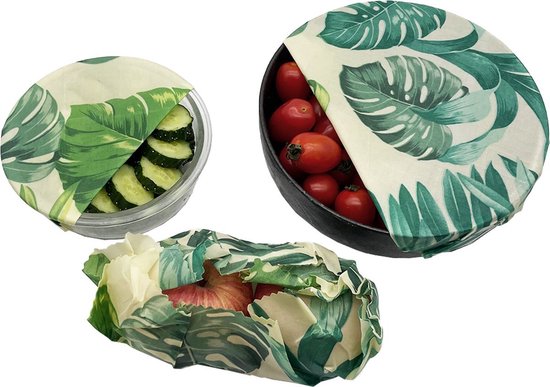 Bijenwas wraps - Bijenwas voedsel wrap - Bijenwas - Bijenwas doek - Zero Waste - 3 stuks; klein, middel, groot - Herbruikbaar - Duurzaam Cadeau - Boterhamzakje - Bijenwas Doek