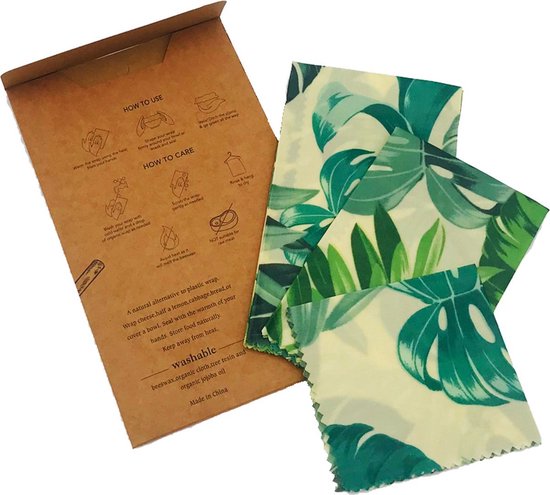 Bijenwas wraps - Bijenwas voedsel wrap - Bijenwas - Bijenwas doek - Zero Waste - 3 stuks; klein, middel, groot - Herbruikbaar - Duurzaam Cadeau - Boterhamzakje - Bijenwas Doek