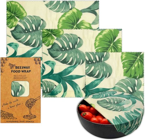 Bijenwas wraps - Bijenwas voedsel wrap - Bijenwas - Bijenwas doek - Zero Waste - 3 stuks; klein, middel, groot - Herbruikbaar - Duurzaam Cadeau - Boterhamzakje - Bijenwas Doek