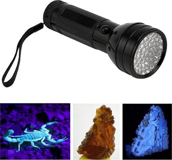 Blacklight UV Zaklamp 51 Ultra Violet LED's - Blacklight - Robuuste Aluminium Behuizing - Detector voor Vals geld, Urine & Overige Vlekken