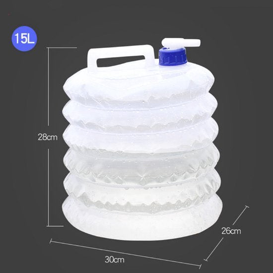 Camping Jerrycan Wit 15L - Waterzak - Opvouwbare Emmer - Kamperen - Vouwemmer - Waterzak -