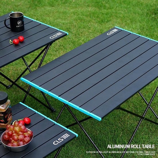 Campingtafel met zak - 46 x 68 cm - Zwart - Kampeertafeltje - Kamperen - Tent - Caravan