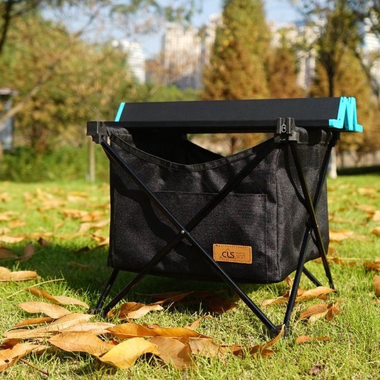 Campingtafel met zak - 46 x 68 cm - Zwart - Kampeertafeltje - Kamperen - Tent - Caravan