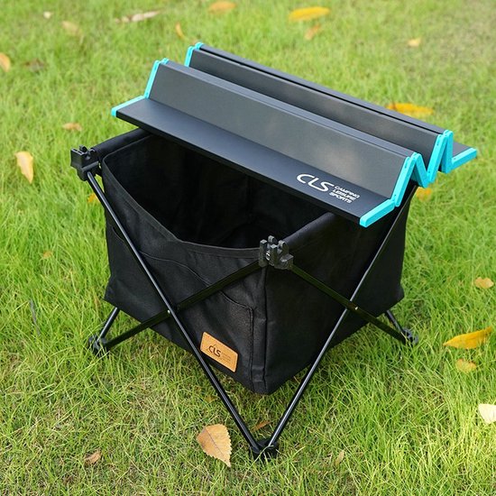 Campingtafel met zak - 46 x 68 cm - Zwart - Kampeertafeltje - Kamperen - Tent - Caravan
