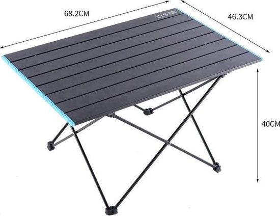Campingtafel met zak - 46 x 68 cm - Zwart - Kampeertafeltje - Kamperen - Tent - Caravan