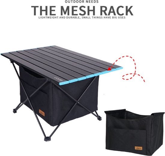 Campingtafel met zak - 46 x 68 cm - Zwart - Kampeertafeltje - Kamperen - Tent - Caravan