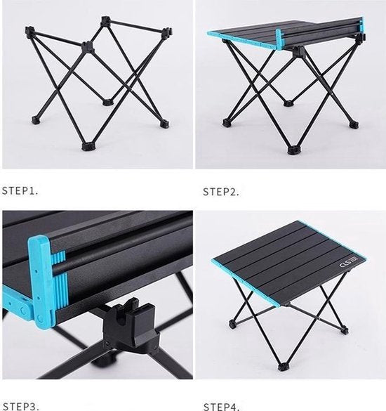 Campingtafel met zak - 46 x 68 cm - Zwart - Kampeertafeltje - Kamperen - Tent - Caravan