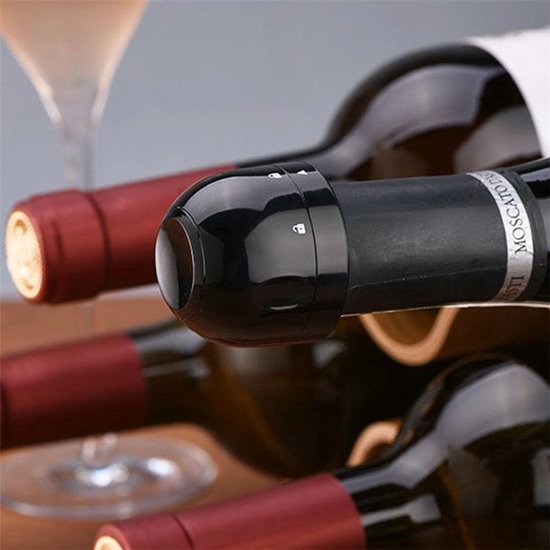Champagne Stopper Vacuüm - Mechanische Kurk - Zwart - Champagne Stopper - Keukenhulpen - Champagnefles Kurk - Flessenkurk - Siliconen - Flessenopener - Keukengereedschap - Flessenhoes