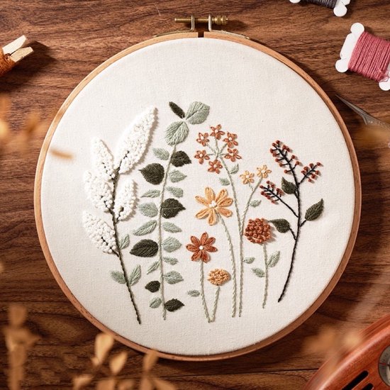 Ronde Borduurset - Bloemen - Borduren - Handwerken
