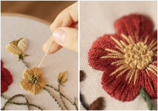 Ronde Borduurset - Bloemen - Borduren - Handwerken