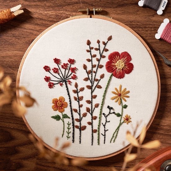 Ronde Borduurset - Bloemen - Borduren - Handwerken