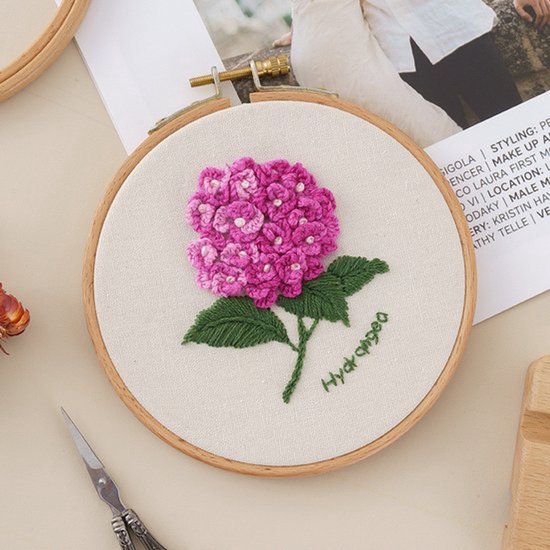 Ronde Borduurset - Hortensia's - Borduren - Handwerken
