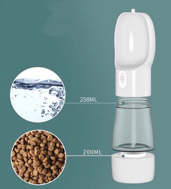 Pet waterfles met voerbakje Wit 250ml water 200ml voer - Drinkfles