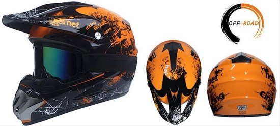 Downhill - Full face - ATB MTB helm - Oranje XL/XXL - Gratis Bril/ Handschoenen en masker - Cross helm - Mountainbike
