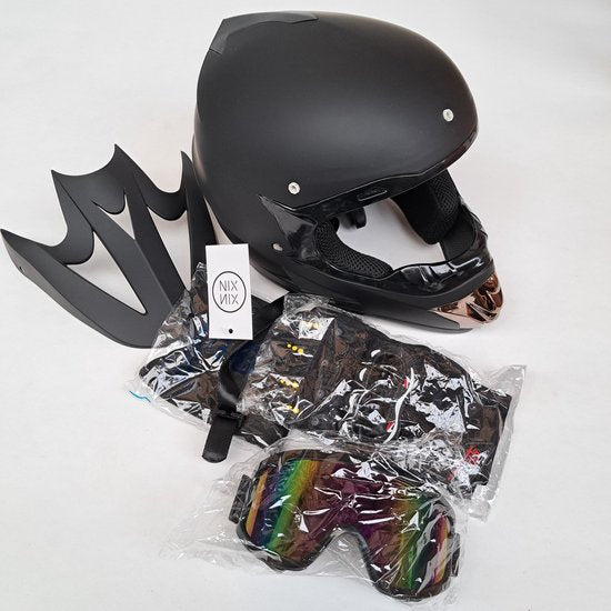 Downhill - Full face - ATB MTB helm - Zwart XL/XXL - Gratis Bril/ Handschoenen en masker - Cross helm - Mountainbike
