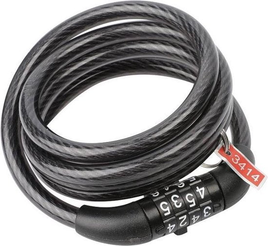 Bicycle lock Black 1.2m x 0.8cm - Cable lock - Combination lock