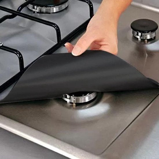 Gasfornuisbeschermers – set van 5 stuks – zwart teflon - Fornuis