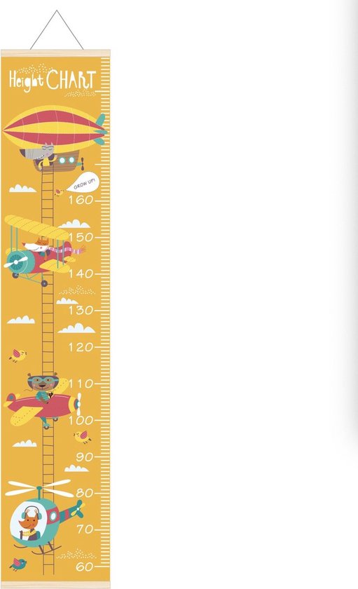 Groeimeter - Hoogtemeter voor kinderen - Wanddecoratie - Muur - Wand - Helikopterthema